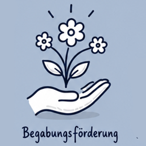 Hand mit blühender Blume